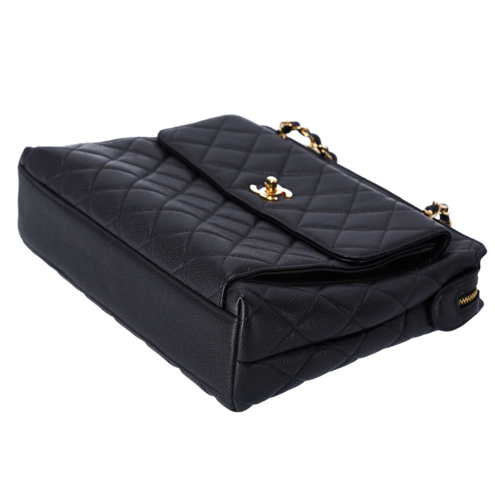 Chanel Classic Front Pocket Small Chain Shoulder Tote Quilted Caviar Leather - Picture 9 of 11